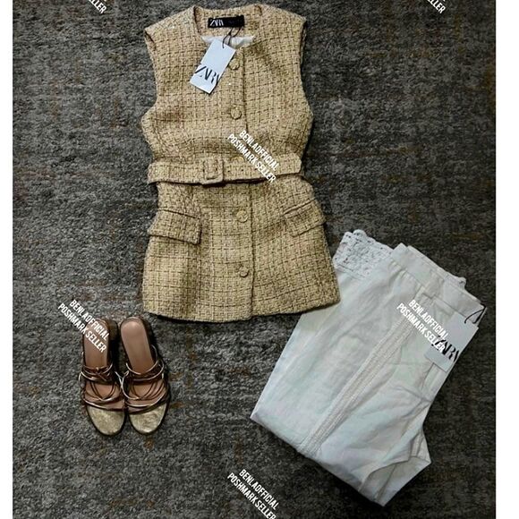 NWT ZARA Structured vest Bust 13 Inch Laying Flat Waist 12 Incn Flat - Picture 6 of 16